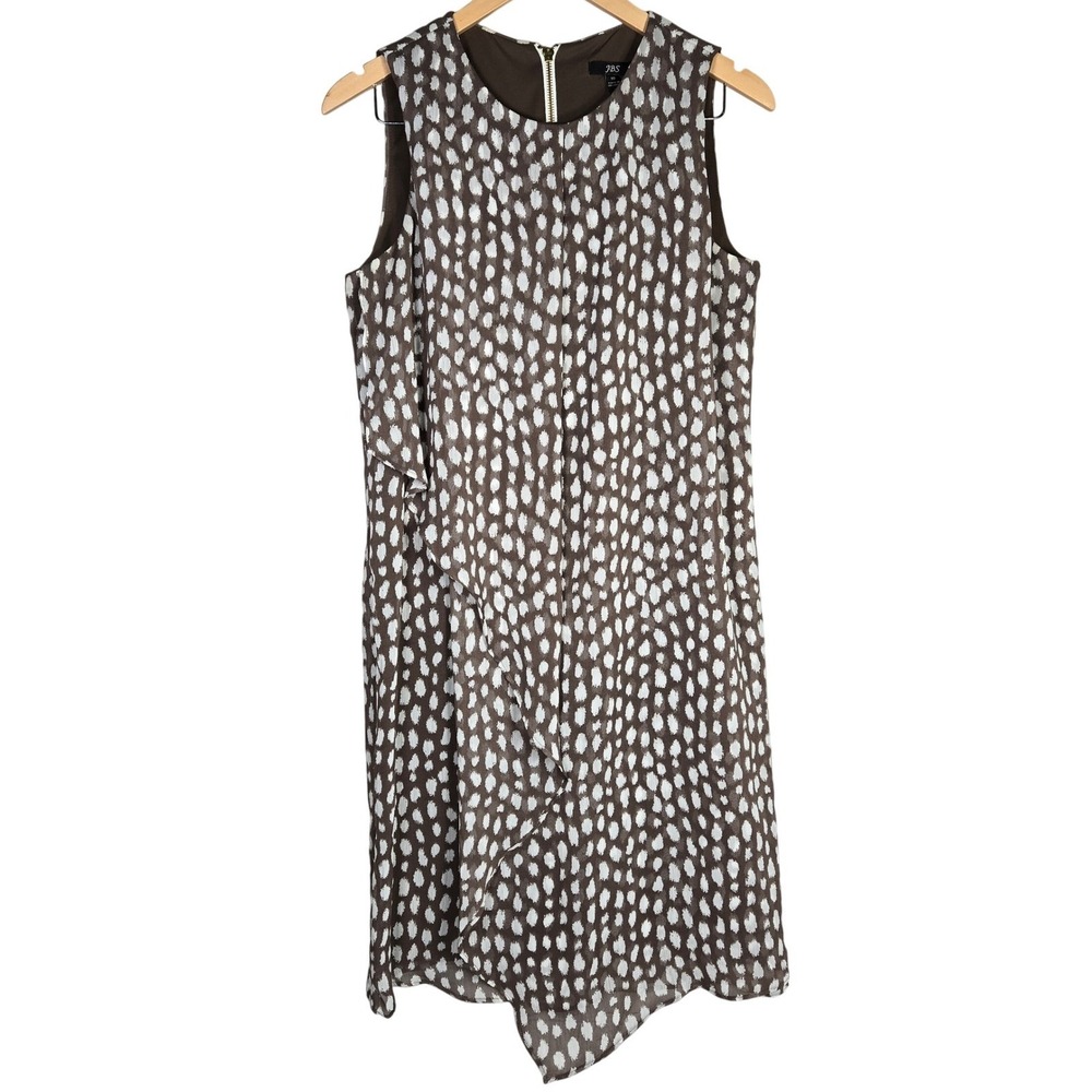 JBS Women's‎ Brown White Speckle Print Sleeveless Zipper Dress Size 10